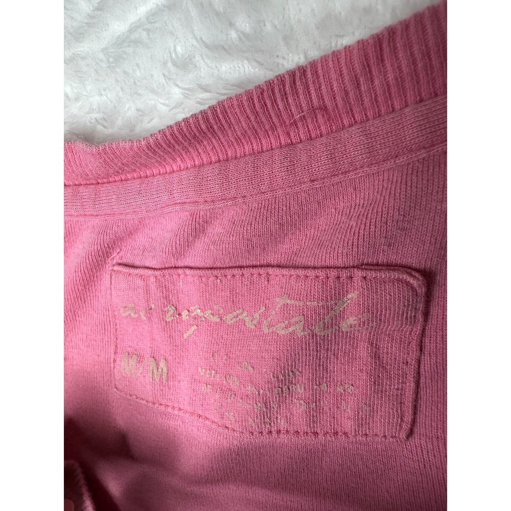 Aeropostale Henley Top Womens Medium Pink Y2K Graphic Long Sleeve Ribbed - Picture 8 of 8